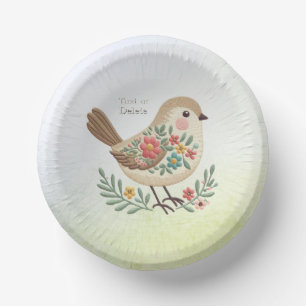 Little Bird Floral Gold Paper Bowl Pappteller