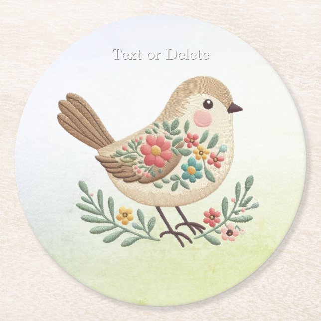 Little Bird Floral Gold Paper Untersetzer (Vorderseite)