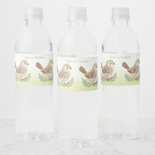 Little Bird Floral Gold Wasserflaschenetikett
