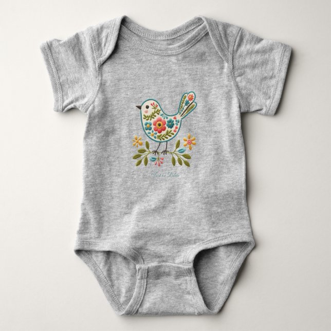 Little Bird Floral Green Blätter Baby Bodysuit Baby Strampler (Vorderseite)