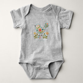 Little Bird Floral Green Blätter Baby Bodysuit Strampler