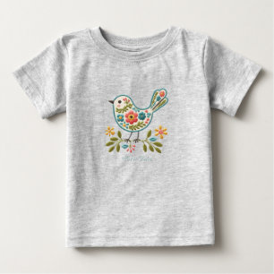 Little Bird Floral Green Blätter Baby T - Shirt