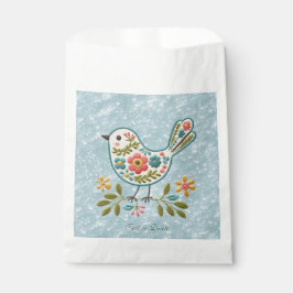 Little Bird Floral Green Blätter bevorzugen Flagge Geschenktütchen