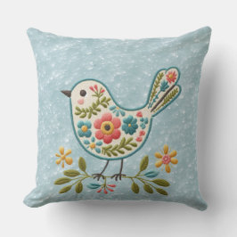 Little Bird Floral Green Blätter Kissen