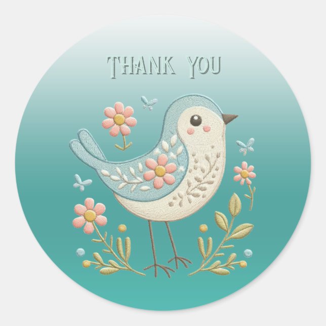 Little Bird Floral Sticker (Vorderseite)
