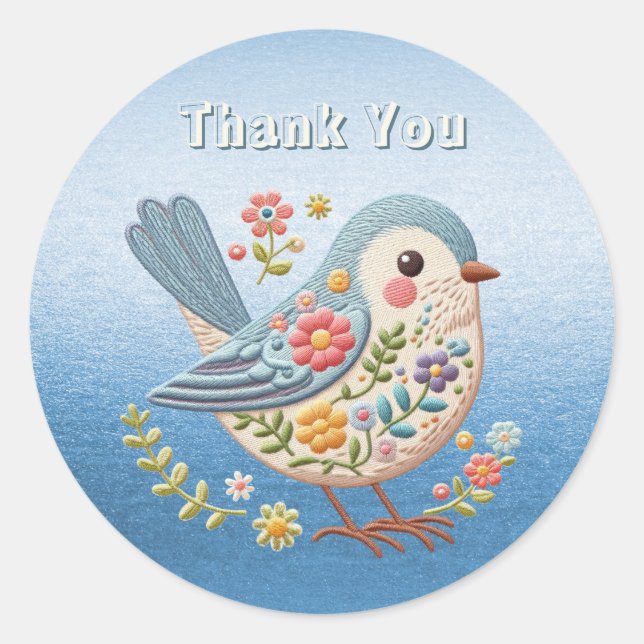 Little Bird Floral Sticker (Vorderseite)