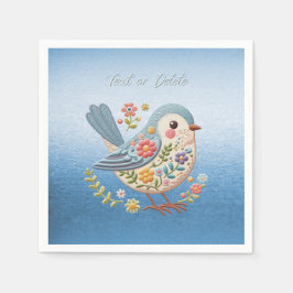 Little Bird Floral Stickerei Blue Napkins Serviette