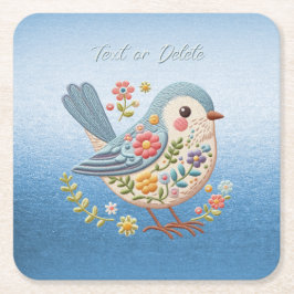 Little Bird Floral Stickerei Blue Paper Untersetze Rechteckiger Pappuntersetzer