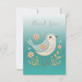 Little Bird Floral Stickerei Grün Danke Karte