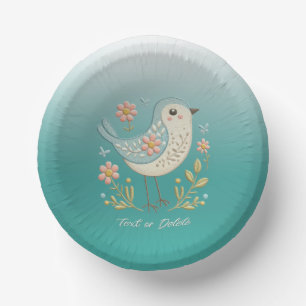 Little Bird Floral Stickerei Grünbuch Bowl Pappteller