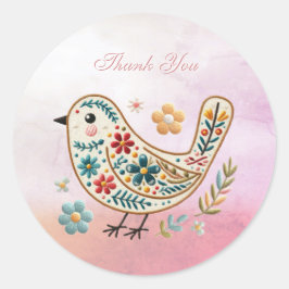 Little Bird Floral Stickerei Pink Sticker