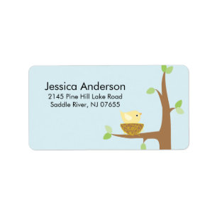 Little Bird Nesting Baby Duschadresse Adressaufkleber