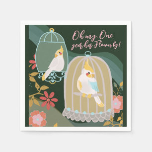 Little Bird Rainbow Green Girl zum ersten Geburtst Serviette