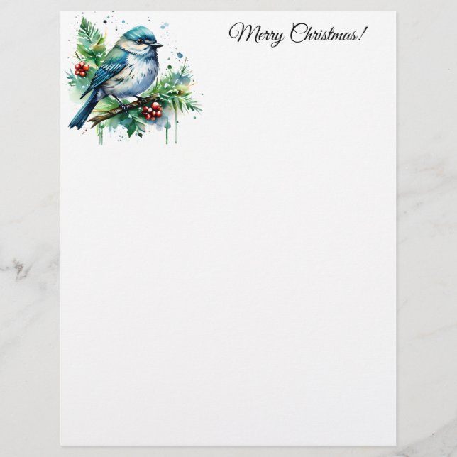 Little Bird und Christmas Grüntöne Briefbogen (Vorderseite)