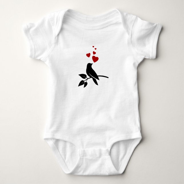 little bird with hearts baby strampler (Vorderseite)