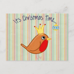 Little Birdie Christmas Time Postcard Feiertagspostkarte