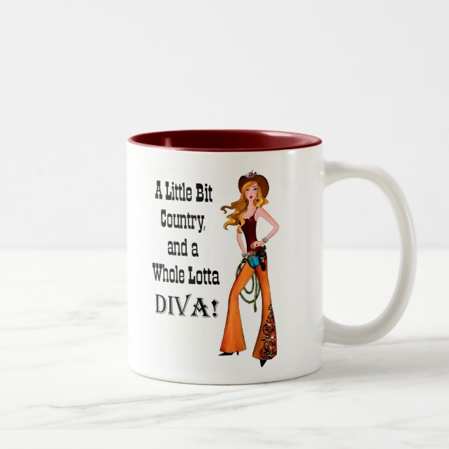 Little Bit Land und eine ganze Lotta DIVA! Zweifarbige Tasse (Rechts)