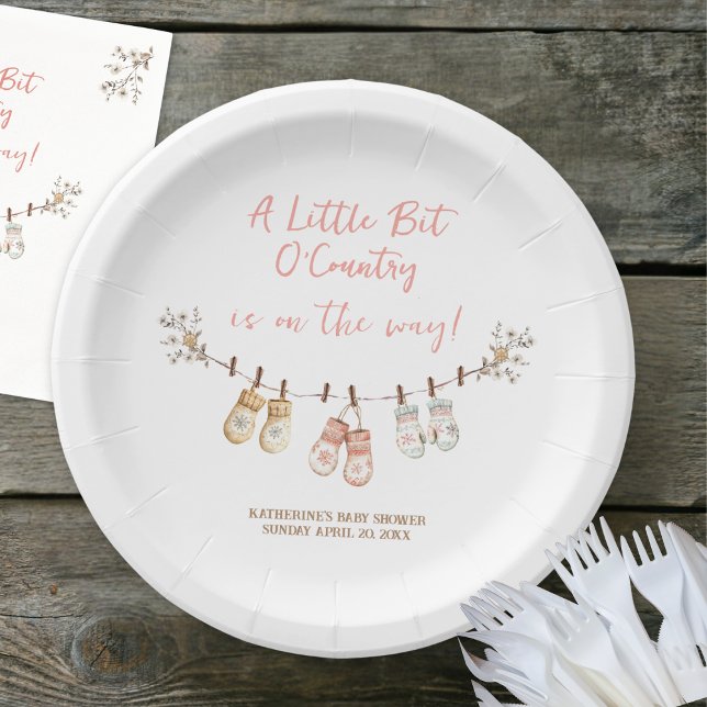 Little Bit Of Country Winter Boho Baby Girl Shower Pappteller (Von Creator hochgeladen)