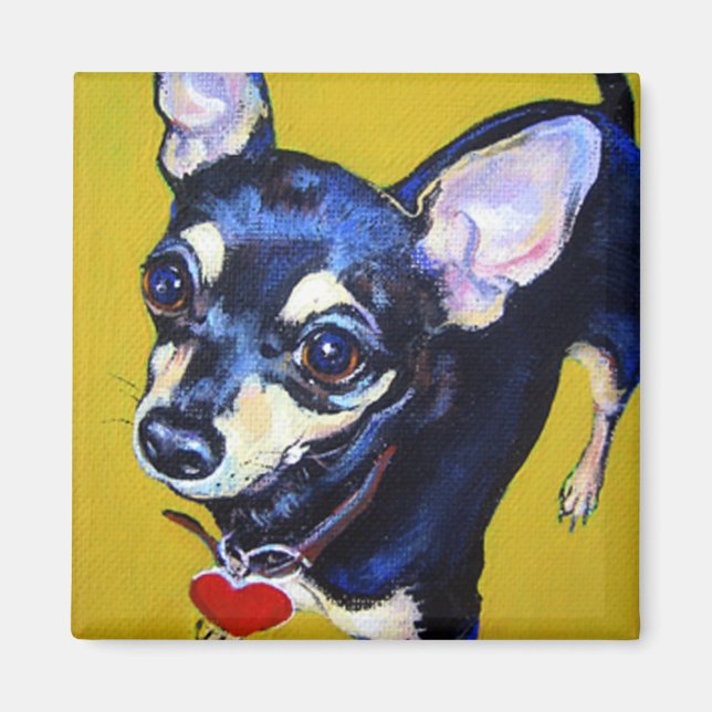 Little Bitty Chihuahua - Schwarz und Tan Chihuahua Magnet (Vorne)