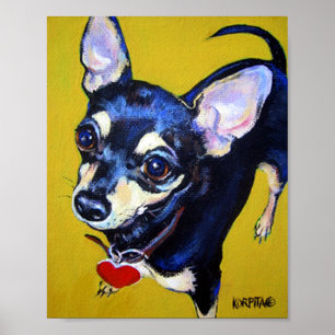 Little Bitty Chihuahua - Schwarz und Tan Chihuahua Poster