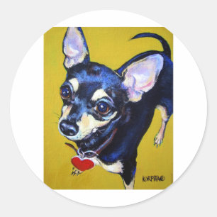 Little Bitty Chihuahua - Schwarz und Tan Chihuahua Runder Aufkleber