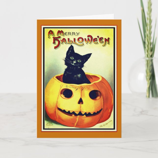 Little Black and Jack O' Lantern Halloween Card Karte (Vorderseite)