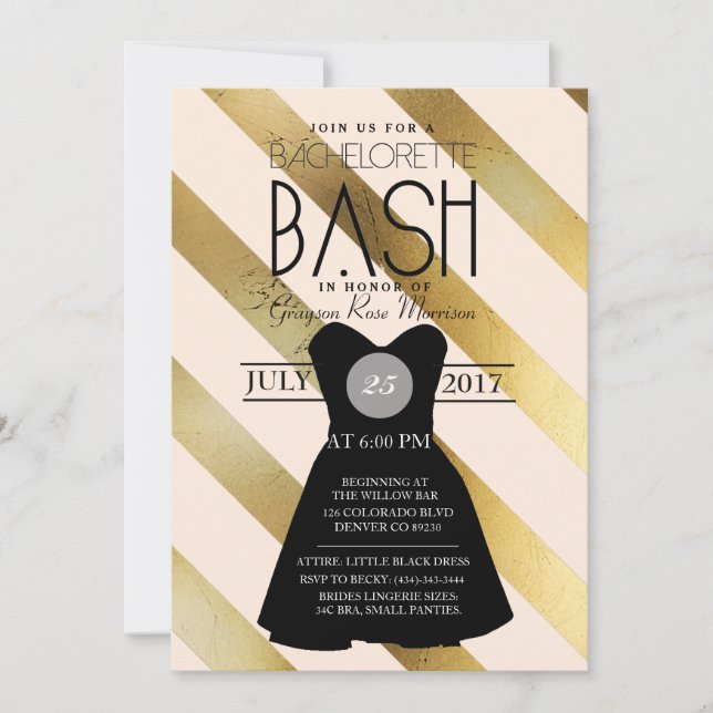 Little Black Dress Bachelorette Bash | PARTY Einladung (Vorderseite)