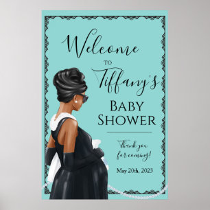 Little Black Dress Blue Baby Dusche Empfang Poster