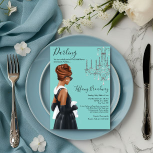 Little Black Dress Blue Glam Brautparty Einladung