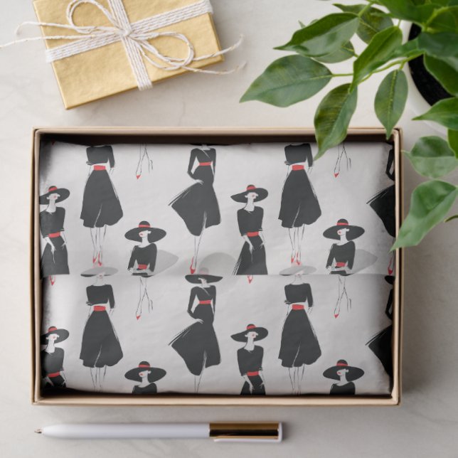 Little Black Dress Fashion Line Art Pattern Seidenpapier (Geschenk)