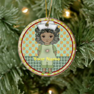 Little Black Girl Nurse Keramik Ornament