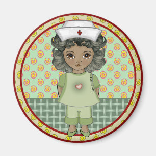 Little Black Girl Nurse Magnet