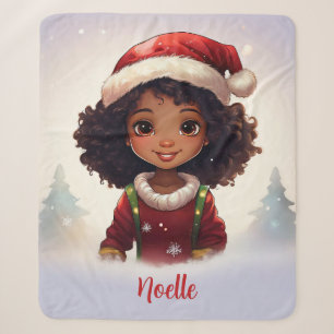 Little Black Girl trägt Weihnachts-Weihnachtsmannm Sherpadecke