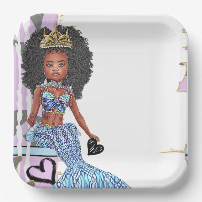 Little Black Mermaid Girl Party Teller (Vorderseite)