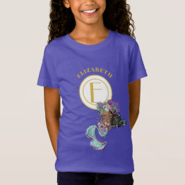 Little Black Mermaid Hübsch Blue Gold Monogram T-Shirt