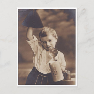 Little Blond Boy mit HB Beer Tasse Vintag Postkart Postkarte