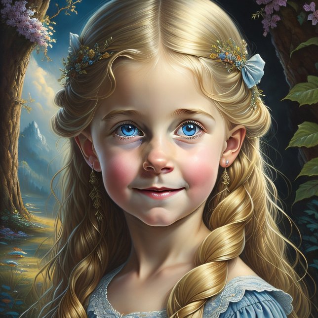 Little blond girl with blue dress v1 seidenpapier (Von Creator hochgeladen)