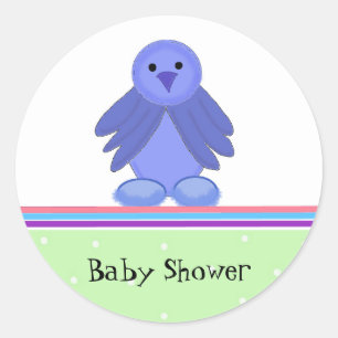 Little Blue Bird Baby Dusche Runder Aufkleber