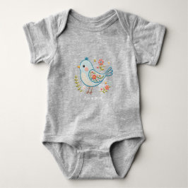 Little Blue Bird Floral Baby Bodysuit Baby Strampler