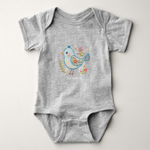 Little Blue Bird Floral Baby Bodysuit Baby Strampler