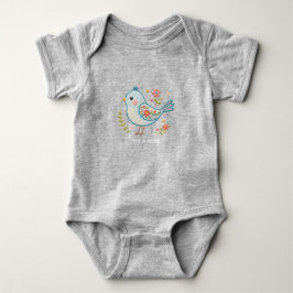 Little Blue Bird Floral Baby Bodysuit Strampler