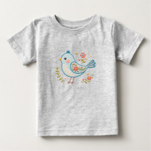 Little Blue Bird Floral Baby T - Shirt