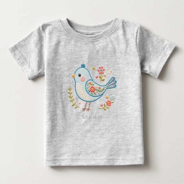 Little Blue Bird Floral Baby T - Shirt (Vorderseite)
