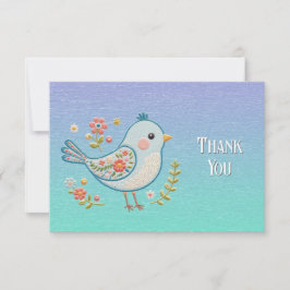 Little Blue Bird Floral Danke Karte