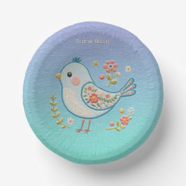 Little Blue Bird Floral Paper Bowl Pappteller