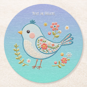 Little Blue Bird Floral Paper Untersetzer