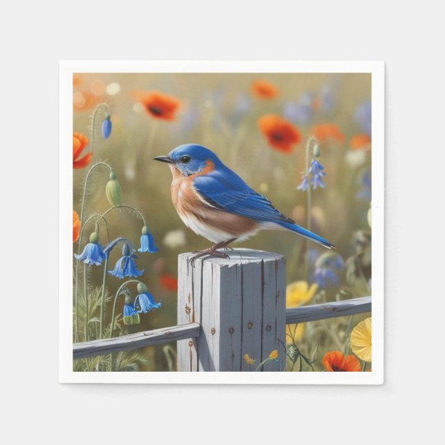 Little Blue Bird Paper Napkin Serviette (Vorderseite)
