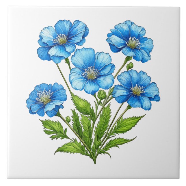 Little Blue Blumen Fliese (Vorderseite)