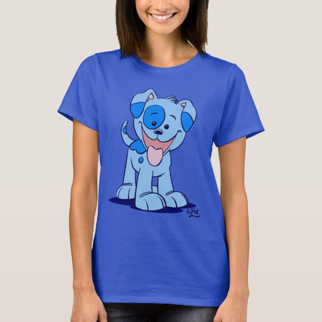 Little Blue Cartoon Welpe Women T - Shirt (Vorderseite)