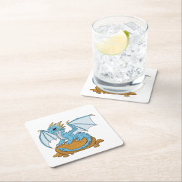 Little Blue Dragon Rechteckiger Pappuntersetzer